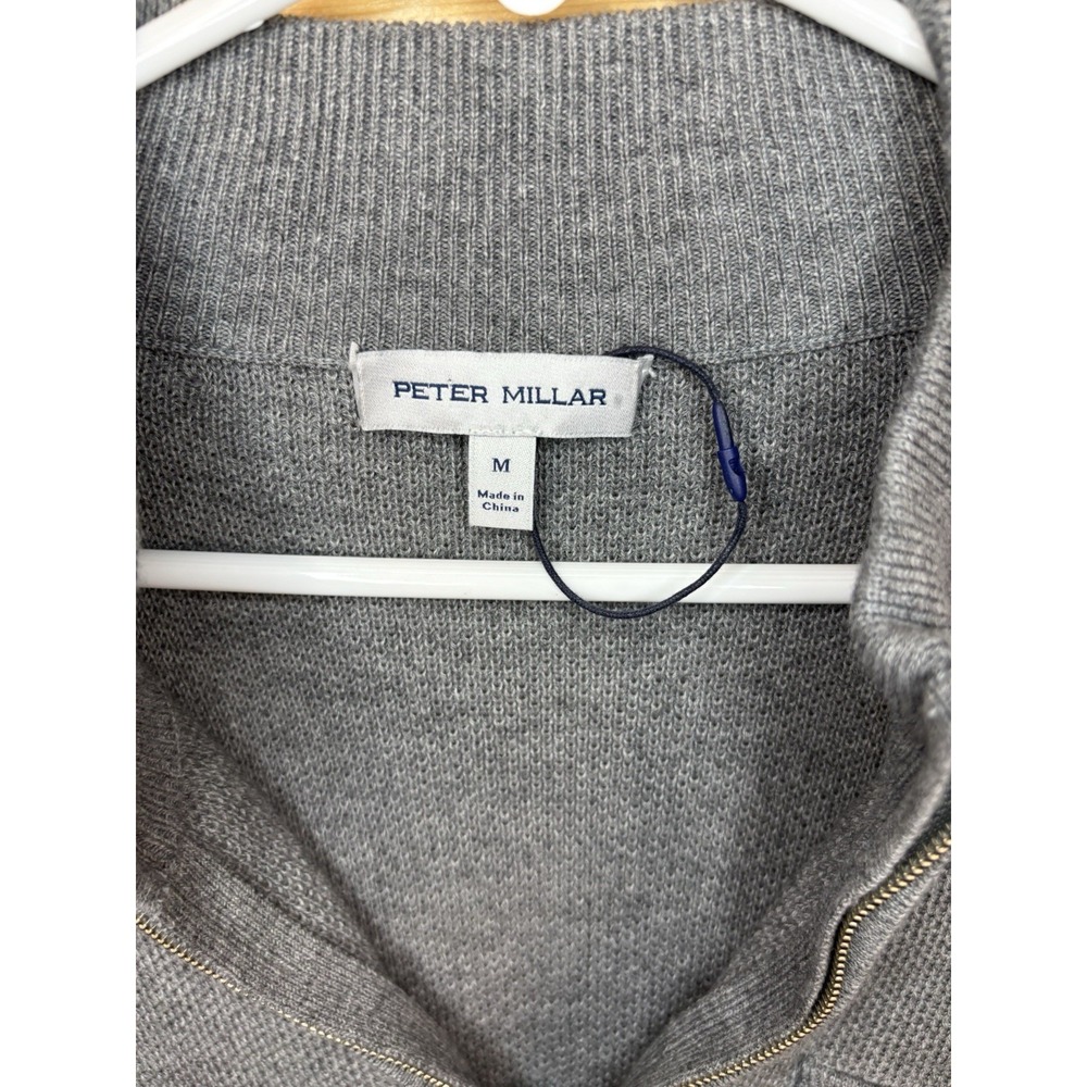 PETER MILLAR Dover Pocketed Quarter-Zip  Pullover Sweater Gale Medium‎ NWT $250. - Picture 3 of 7